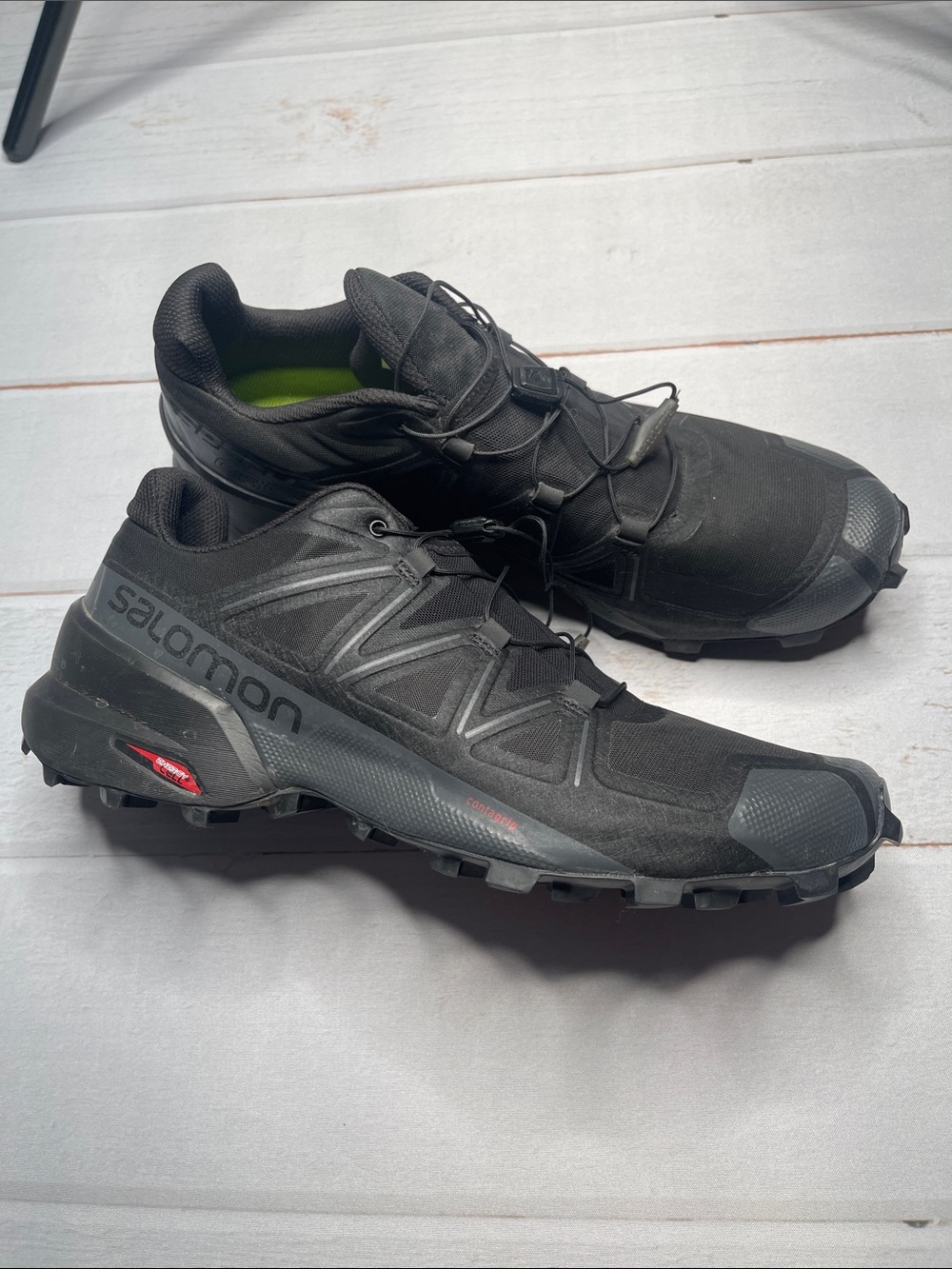 Salomon Mens 12 Speedcross 5 Trail Shoes Sneakers Hiking Black Quick Lace Tread